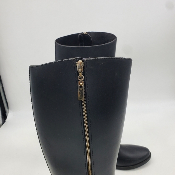 Dirty Laundry Shoes Women' 7 Black Riding Style Tall Rain Boots W/ Buckle Strap - Picture 3 of 8